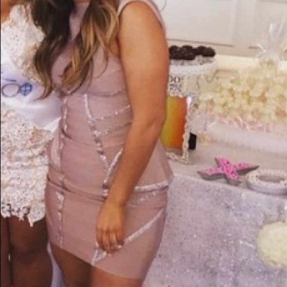 Terani Couture Taupe Bodycon Dress Size 2